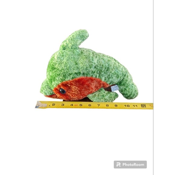 Royal Plush Toys Green Orange Dolphin Stuffed Plush Toy 12" Long Flaw Blue Eyes - Picture 10 of 10